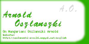 arnold oszlanszki business card